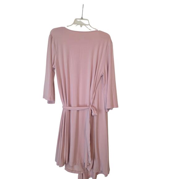 Caden Lane Pink Wrap Bamboo Blend Bathrobe Maternity OS Belted - Picture 3 of 3